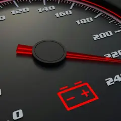 Armaturenbrett mit leuchtender Batteriekontrollleuchte. Die Hyundai Kontrollleuchten Bedeutung der Batterie ist wichtig für die Fahrzeugdiagnose.