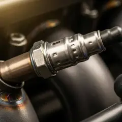 Ein Mechaniker tauscht eine Lambdasonde (p0170 opel) am Auspuffkrümmer eines Autos aus.