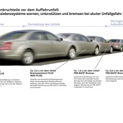 Mercedes-Assistenzsysteme warnen und bremsen bei Unfallgefahr. Der Bremsassistent PLUS unterstützt und die PRE-SAFE®-Bremse bremst autonom.
