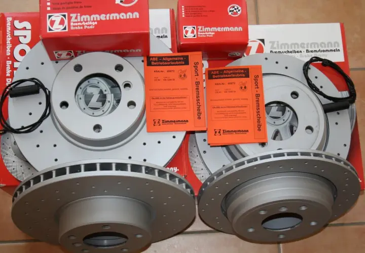 Zimmermann Sport-Bremsscheiben für den BMW E46, inklusive ABE-Betriebserlaubnis.
