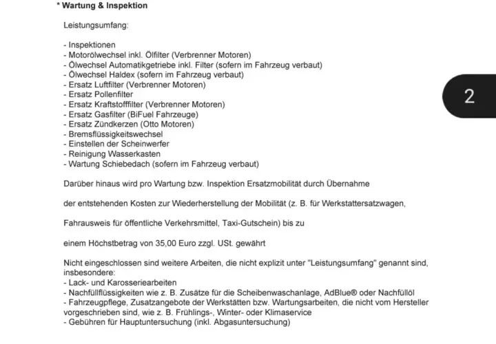 Liste der Leistungen für Wartung & Inspektion bei VW. Ein Wartungsvertrag VW sinnvoll? Hier Details zu Ölwechsel, Filtern, Bremsen & mehr.
