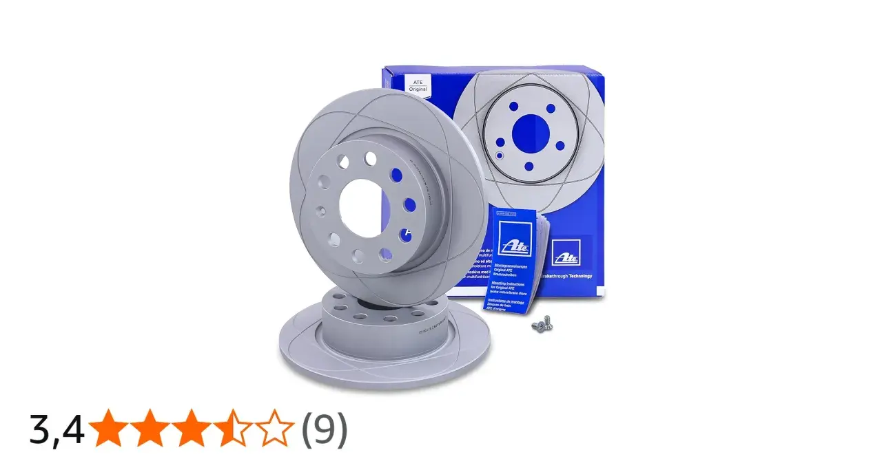 Zwei ATE Bremsscheiben, neu und originalverpackt, bereit für den Einbau. Perfekt für jeden Zimmermann, der Wert auf Qualität legt.