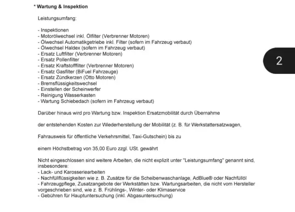 Liste der Leistungen für Wartung & Inspektion bei VW. Ein Wartungsvertrag VW sinnvoll? Hier Details zu Ölwechsel, Filtern, Bremsen & mehr.